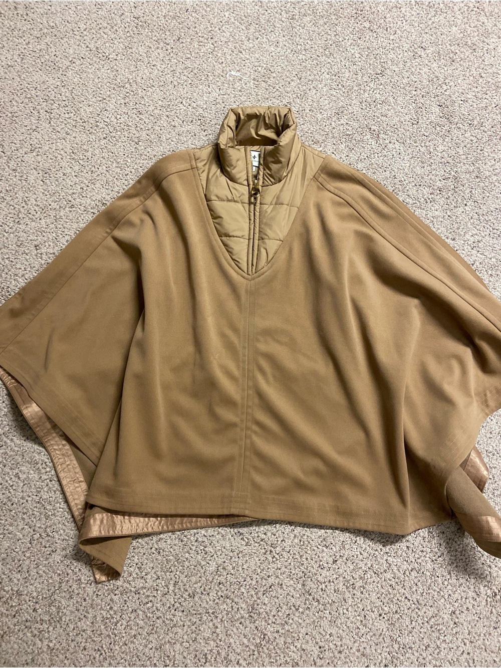 Tuckernuck Cape Poncho Womens One Size Camel High Neck Quarter Zip Preppy